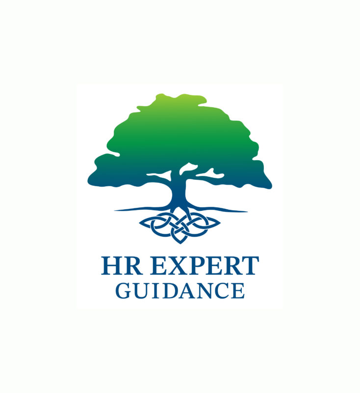 oak tree logo with Celtic knot roots and text HR Expert Guidance.