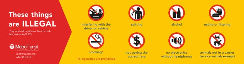 List of illegal activities while using transit services.